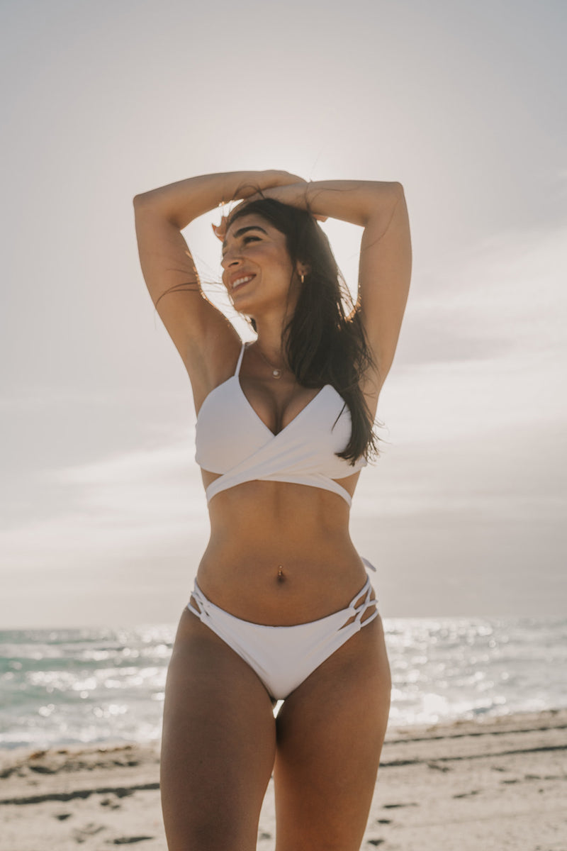 White Rib Kailua Wrap Bikini Top – Pure Bliss Bikinis