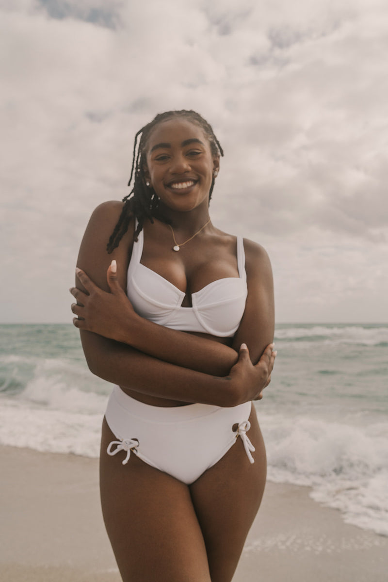 Underwire Bikini Top - White Rib