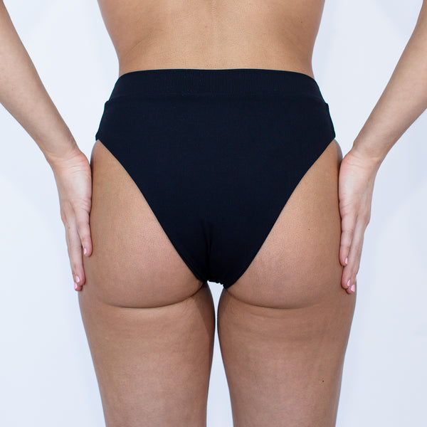 Laguna High Waisted Bottom - Black Rib